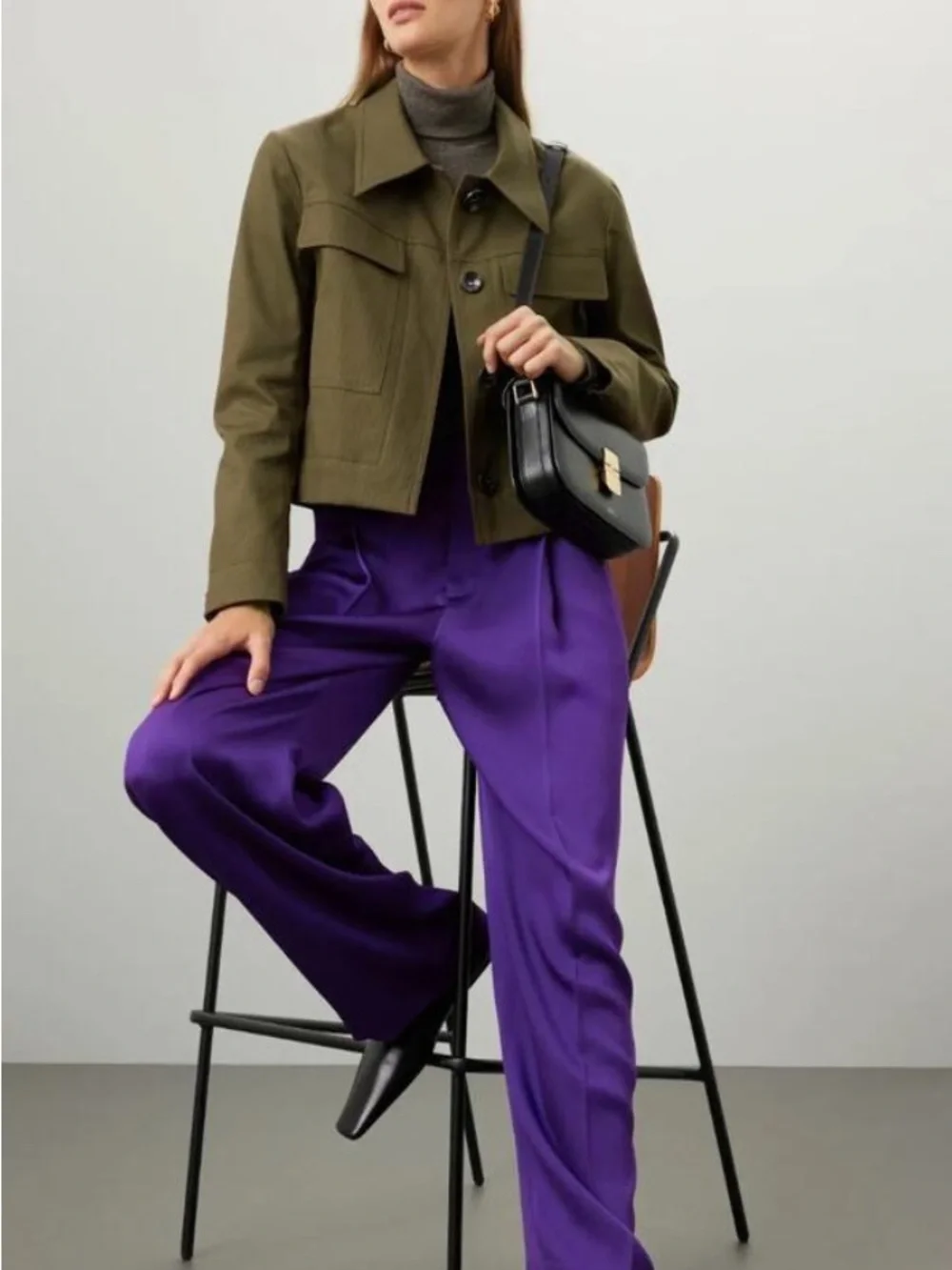 Tory Burch Olive Utility Cropped Jacket